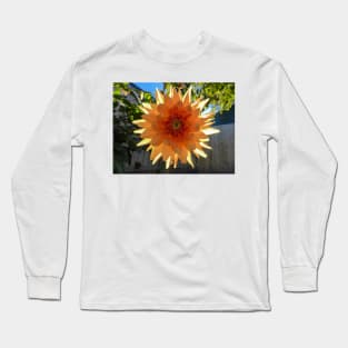 A Back-lit Orange Dahlia Long Sleeve T-Shirt